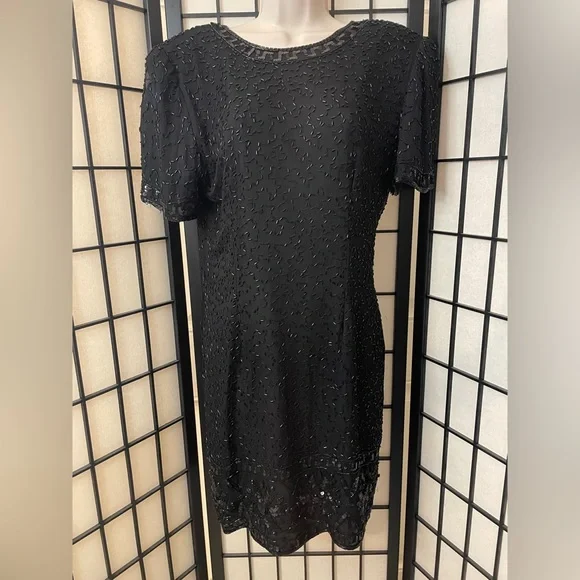 Stenay Dresses | Vintage Stenay Women's High Quality Silk Beaded Evening Cocktail Dress Sz 8 | Color: Black | Size: 8 | Gabcakes7'S Closet